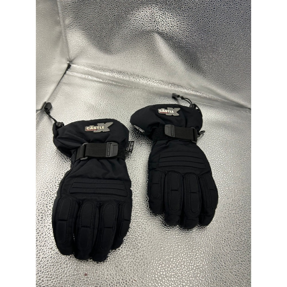 Castle X Fan-Tex Snowmobile Glove Black Waterproof Padded Winter Gauntlet Mens L